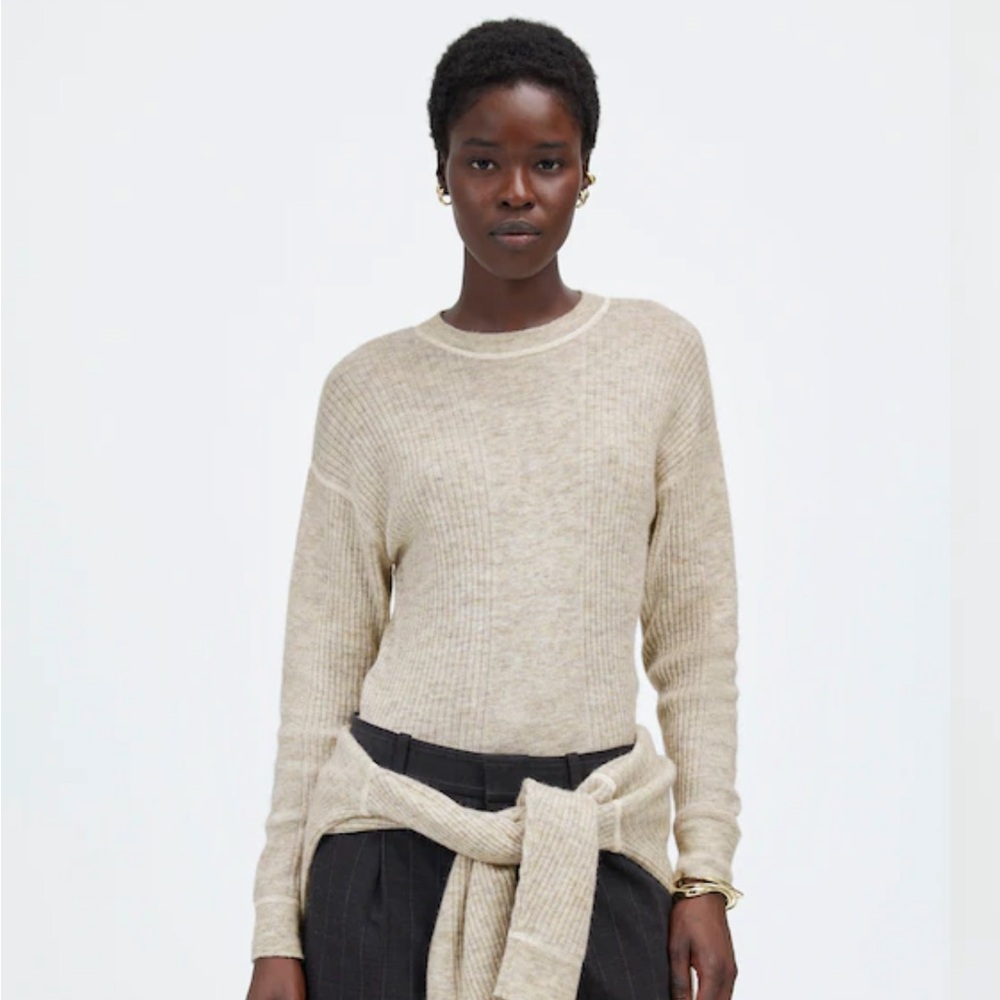Madewell Alpaca Blend Crewneck Sweater in Heather Stone